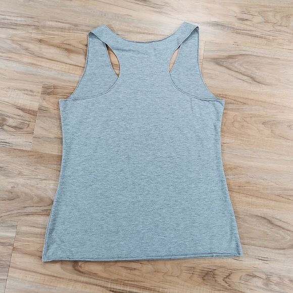 🔹️🔺️Gray Racerback w/Metallic Gold Print Pineapple Tanktop Medium - Picture 3 of 10